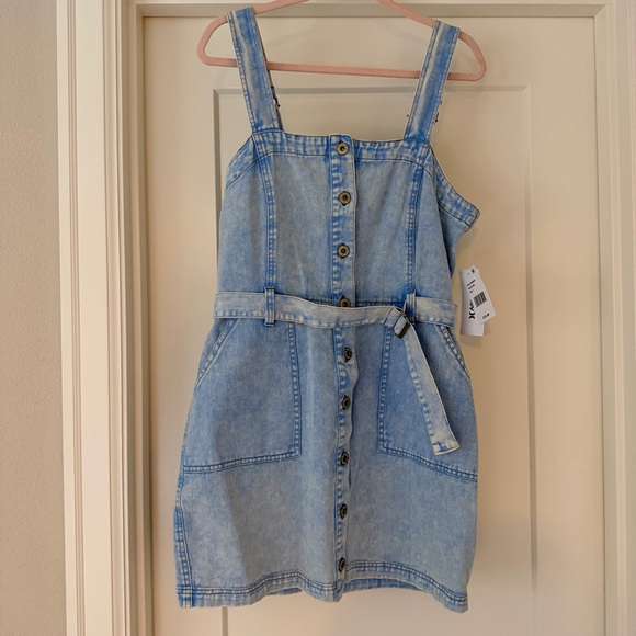 Hurley Dresses & Skirts - Hurley Light Blue Denim Button-Front Pinafore Dress NWT size L